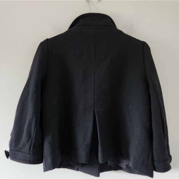 ANYA HINDMARCH | Short Wool Jacket Silk Lining Black Sz L - Picture 2 of 7